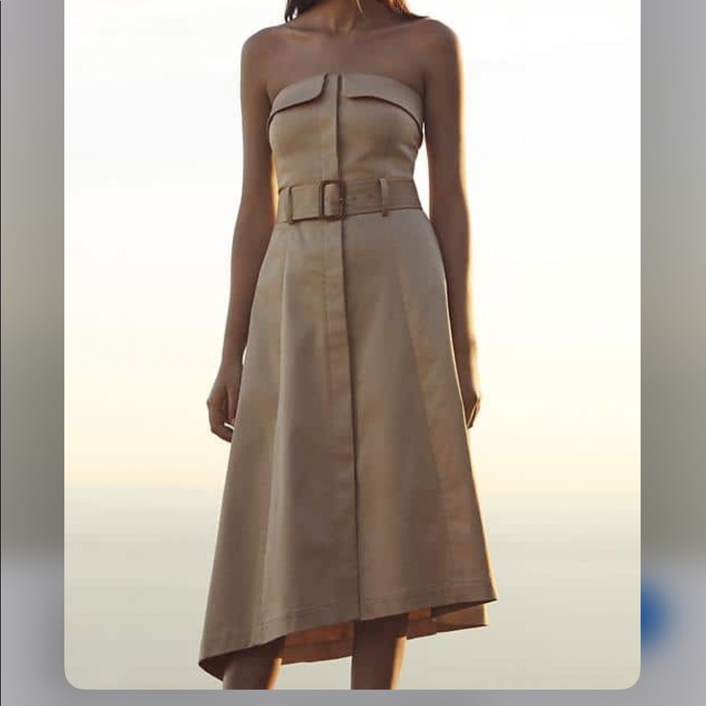 BR Strapless tan utility asymmetrical dress 00P